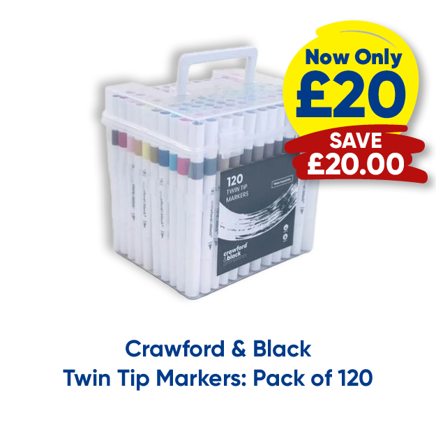 Crawford & Black Twin Tip Markers: Pack of 120 now only £20 save £20