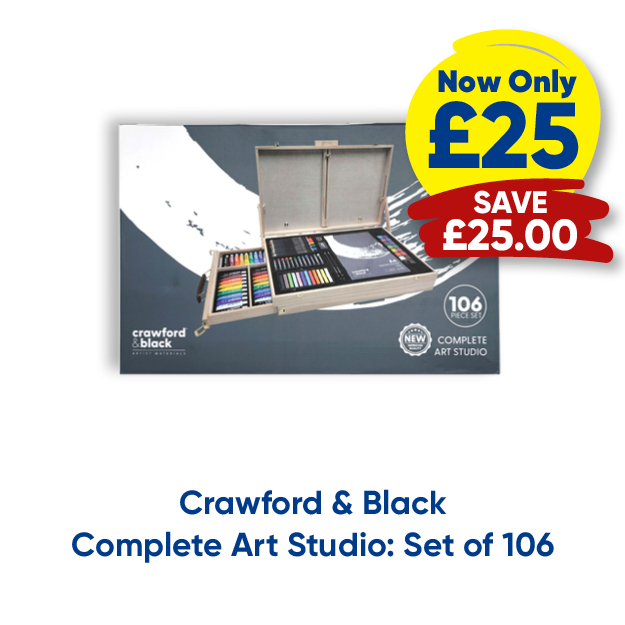 Crawford & Black Complete Art Studio: Set of 106 now only £25 save £25