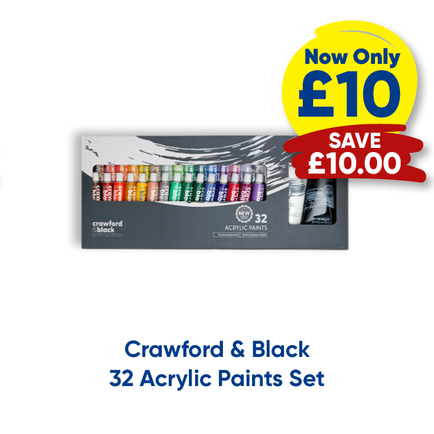  Crawford & Black 32 Acrylic Paints Set now only £10 save £10