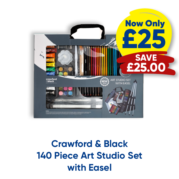 Crawford & Black 140 Piece Art Studio Set with Easel now only £25 save £25