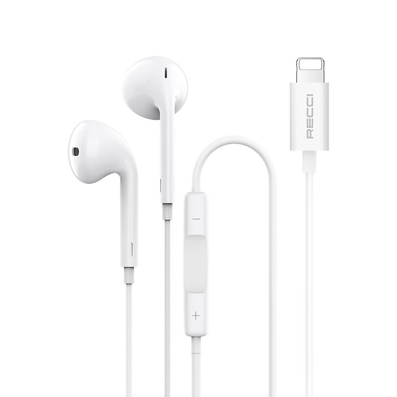 Image of Ακουστικά RECCI REP-L28 για iPhone Earbuds Handsfree Lightning λευκό