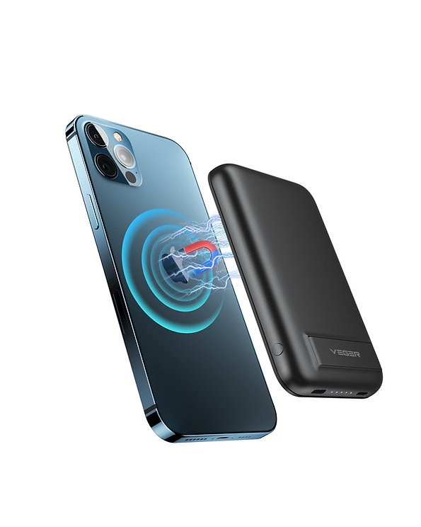 Image of Power Bank VEGER V0553P MagOn Kick Magnetic wireless 5000mAh μαύρο