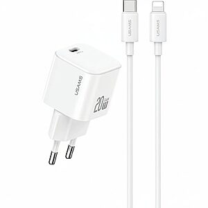 USAMS Fast Charger Kit 20W GaN + καλώδιο