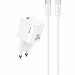 USAMS Φορτιστής PD 20W + καλώδιο