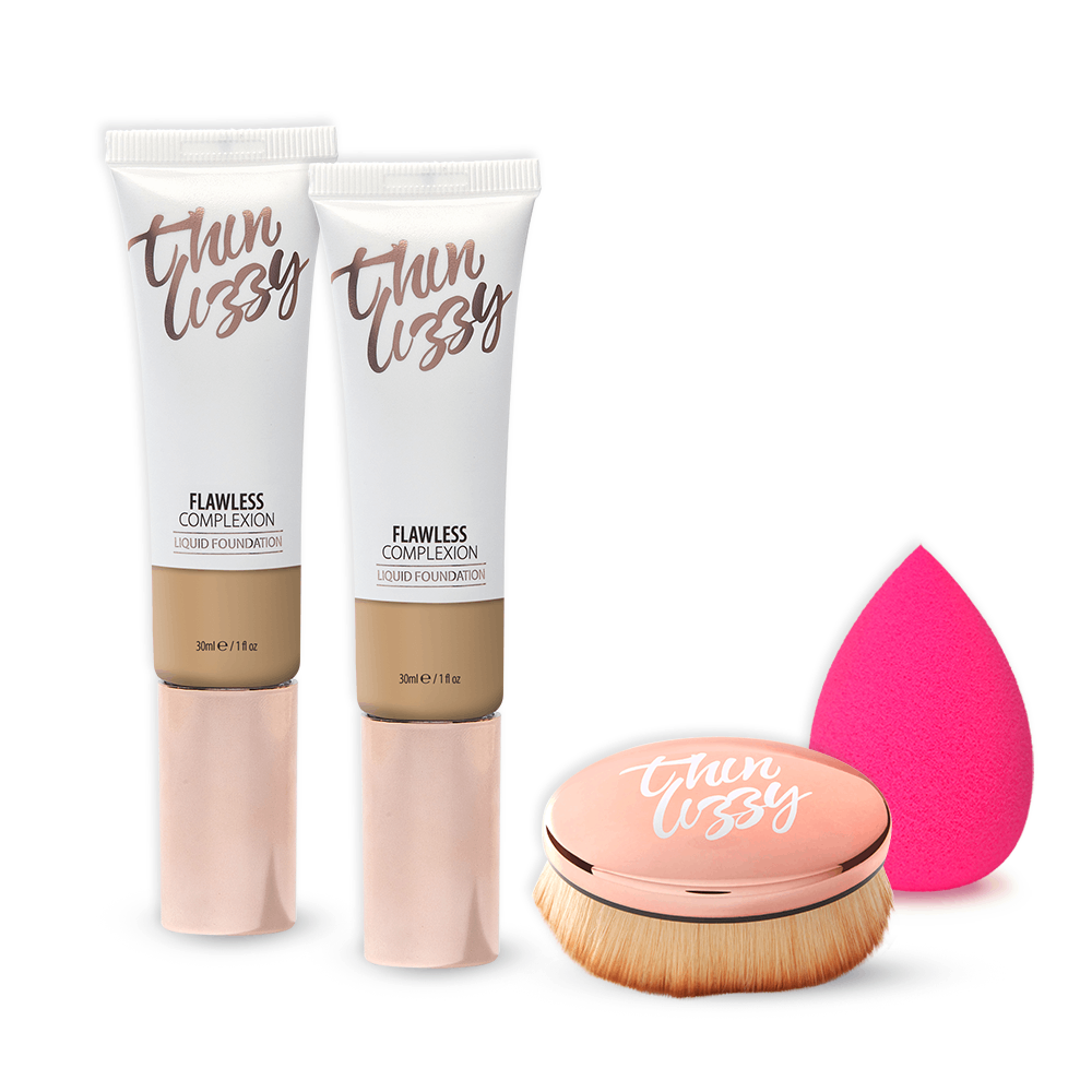 Image of Flawless Complexion Liquid Foundation BOGOF + Blurring Brush + Blending Sponge