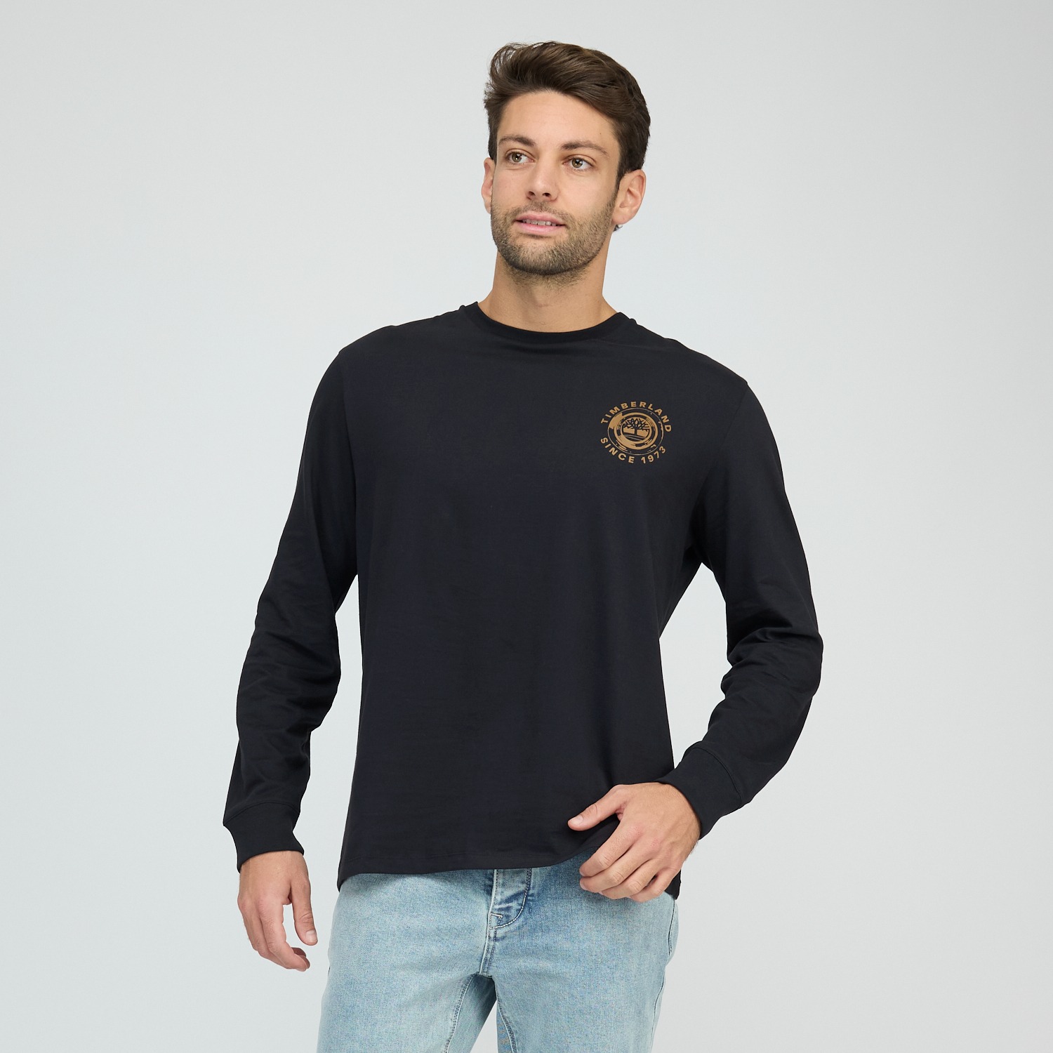 טי שירט שרוול ארוך עם הדפס אחורי