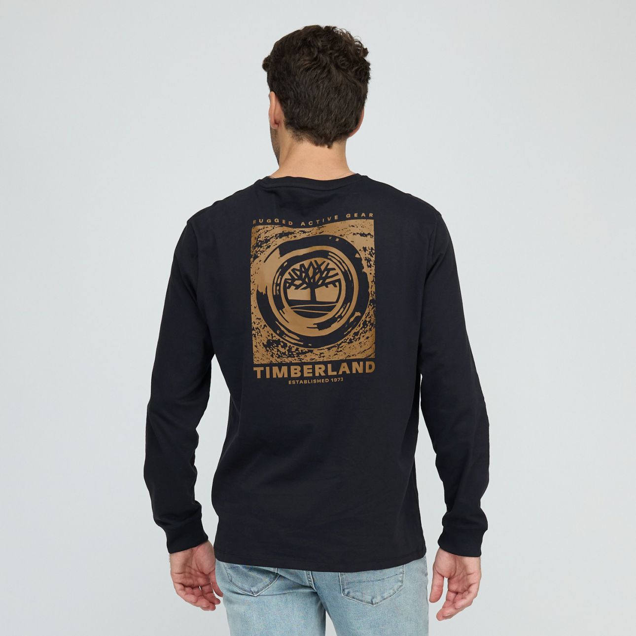 טי שירט שרוול ארוך Timberland עם הדפס אחורי לגברים