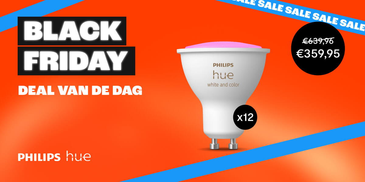 Deal van de dag - Philips Hue White & Color Ambiance GU10 Ledlampen 400lm 12-pack