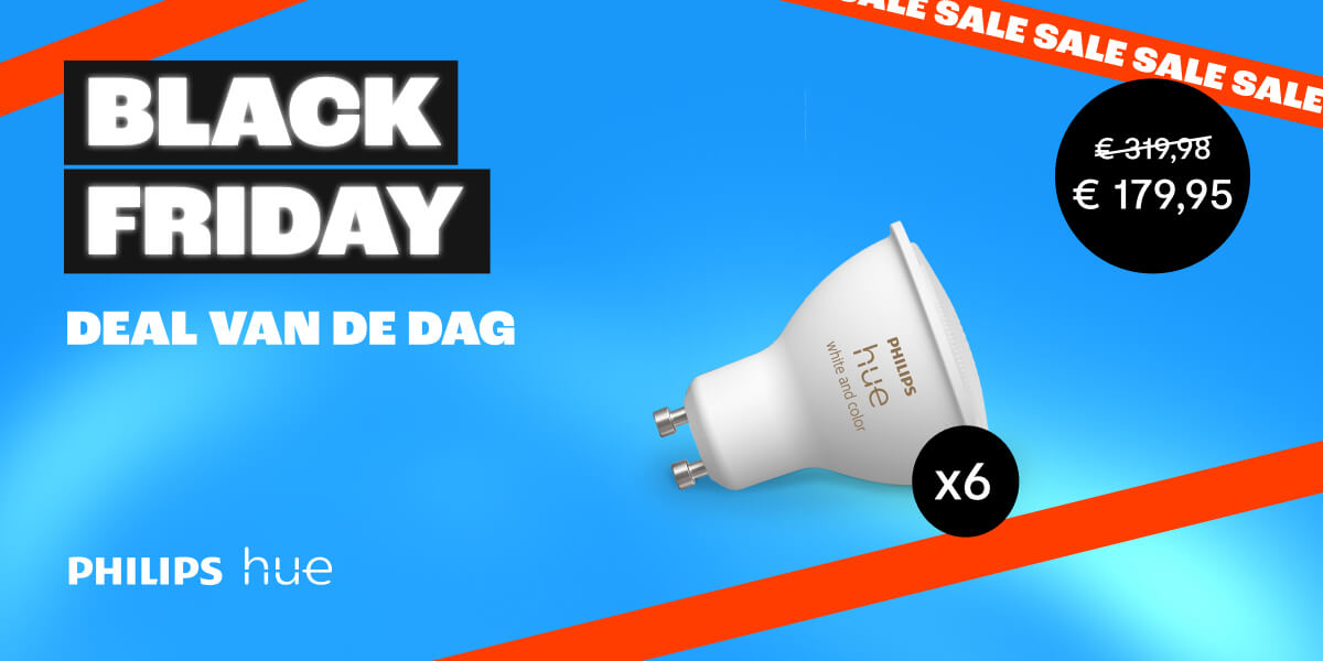 Deal van de dag - Philips Hue White & Color Ambiance GU10 Ledlampen 400lm 6-pack