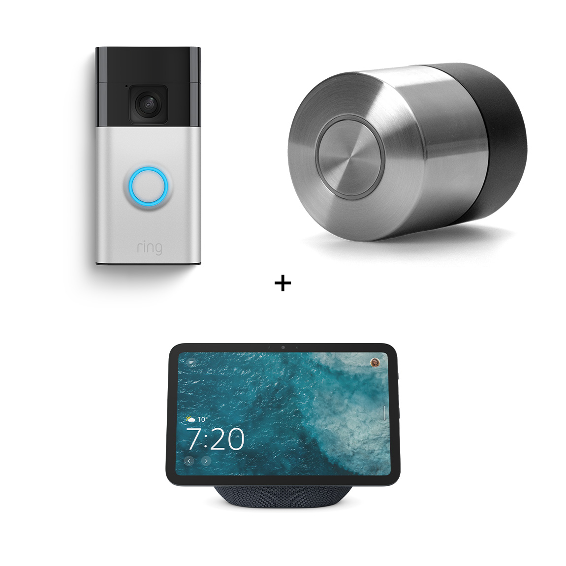 Image of Amazon Echo Show 8 + Ring Battery Video Doorbell + Nuki Smart Lock Pro - 5.0 Gen