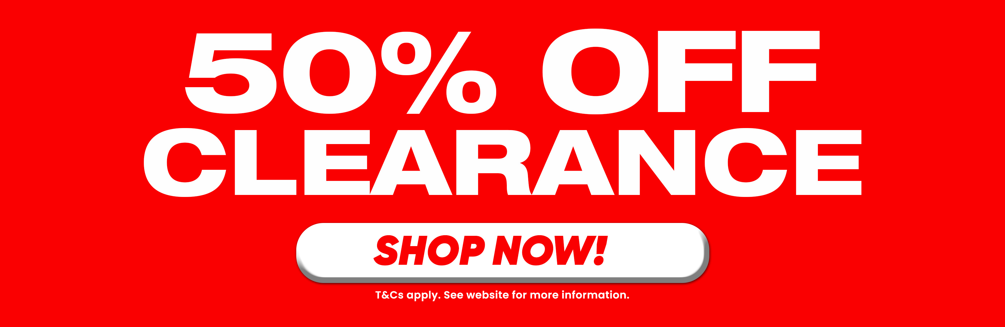 Clearance Sale - 50% OFF Banner