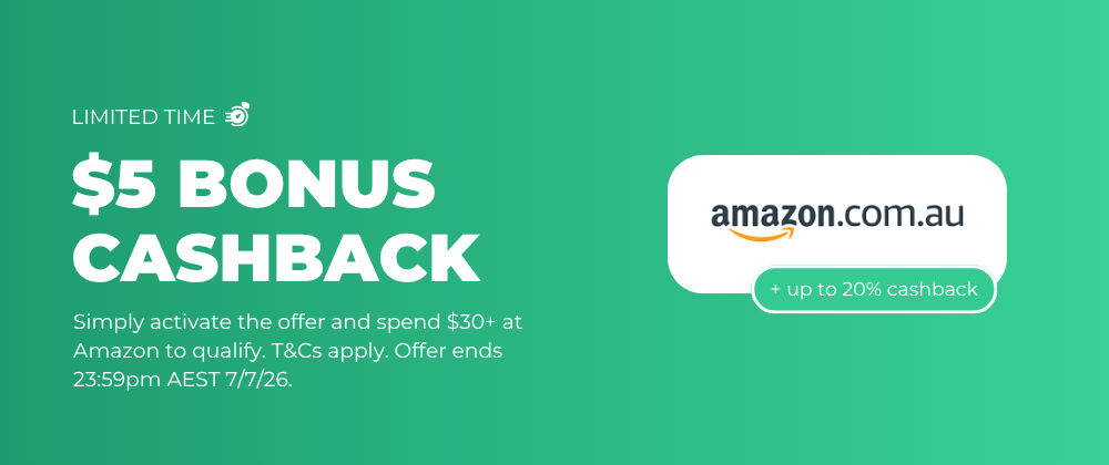 $5 Bonus Cashback on $30+ Spend at Amazon