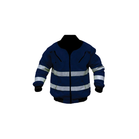 BB Passion Hi-Viz Reflective Bunny/Bomber Jacket c/w Zip-Off Sleeves - Navy