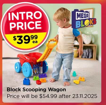 INTRO PRICE - MEGA BLOKS Block Scooping Wagon