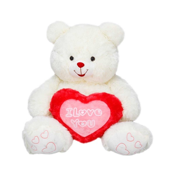 Peluş Kalpli Ayı 70 cm. - Pembe Kalpli Peluş  Ayı