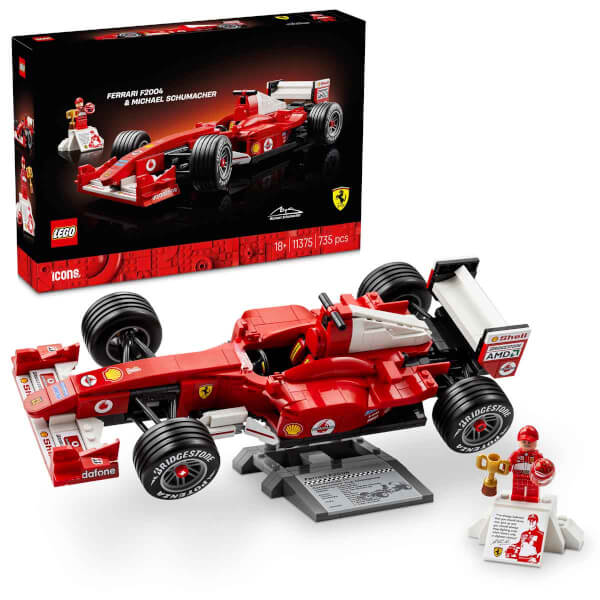 LEGO Icons Ferrari F2004 ve Michael Schumacher 11375 - Yetişkinler için F1 Yarış Arabası Modeli Yapım Seti (735 Parça)