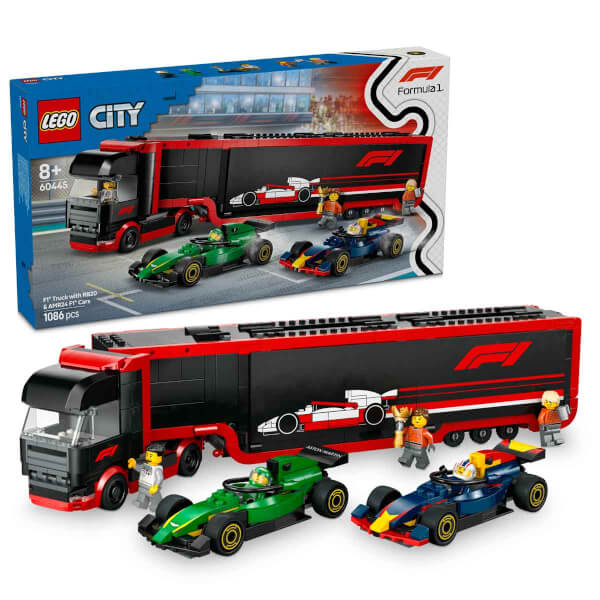LEGO City RB20 ve AMR24 F1 Arabalı F1 Kamyonu 60445 - 8 Yaş ve Üzeri Çocuklar için Yarış Arabası İçeren Yaratıcı Oyuncak Yapım Seti (1086)