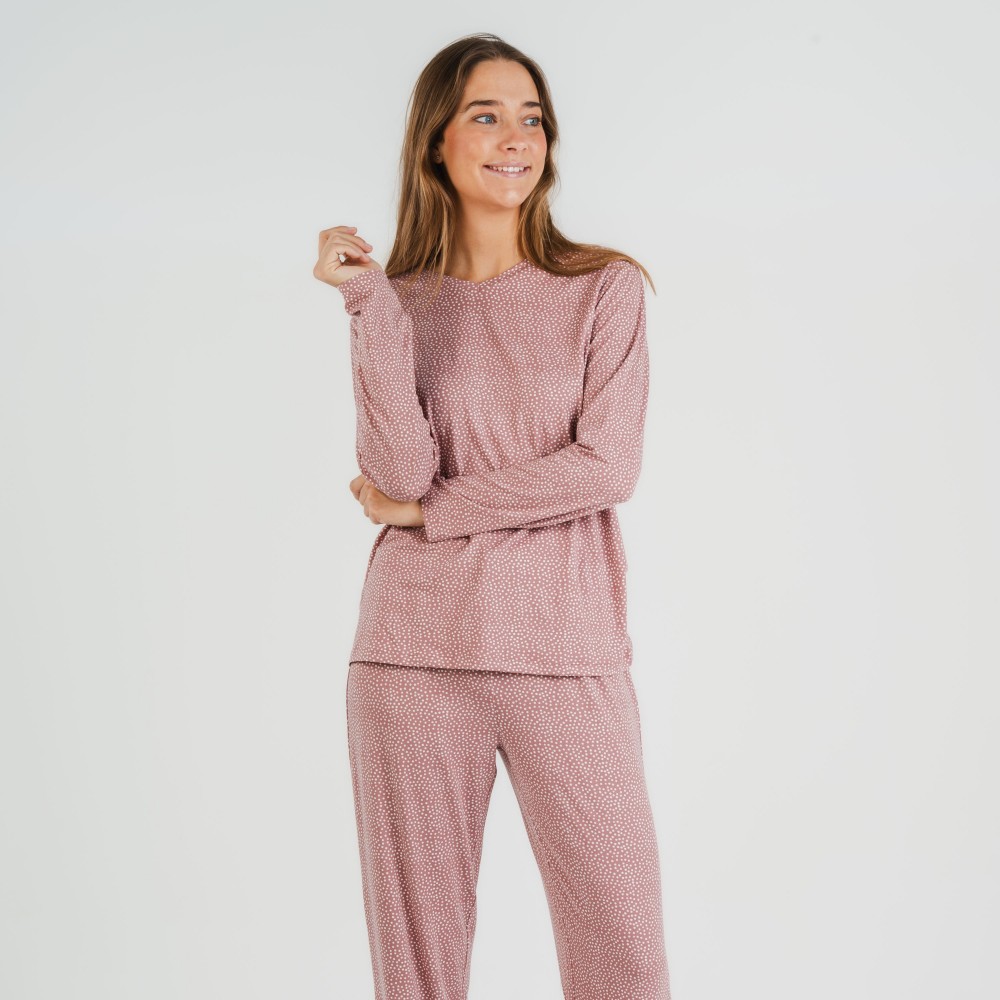 Pijama largo mujer soft Lolenda malva rosa