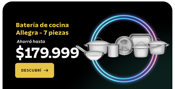 Ahorrá hasta $179.99 en Baterías de cocina Allegra - 7 Piezas 