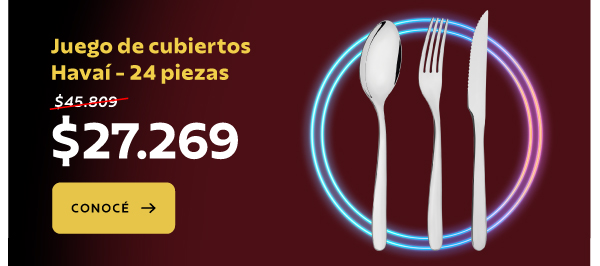 Ahora a $27.269 en Juego de cubiertos Havaí - 24 Piezas