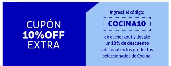 CUPÓN 10%OFF EXTRA Ingresa el código: COCINA10 en el checkout
