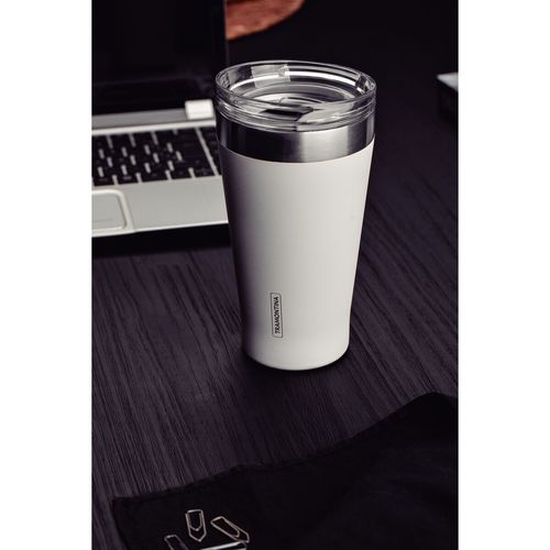 Vaso Térmico Exata Tramontina de Acero Inoxidable Blanco con Tapa 550 ml