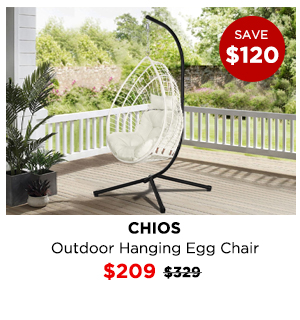 Chios Outdoor Hanging Egg Chair - Natural + White at Treasurebox