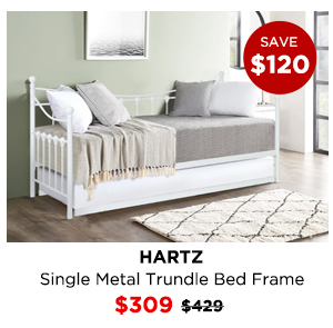 Hartz Single Metal Trundle Bed Frame - White at Treasurebox