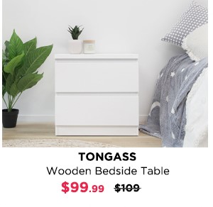 Tongass Wooden Bedside Table - White at Treasurebox