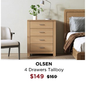 Olsen 4 Drawers Tallboy at Treasurebox