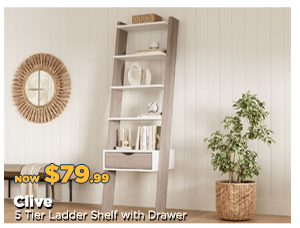 Clive 5 Tier Ladder Shelf with Drawer at Treasurebox