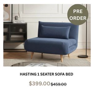 Hastings 1 Seater Fold-Out Sofa Bed - Navy Blue at Treasurebox