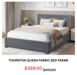 Thornton Queen Fabric Bed Frame at Treasurebox