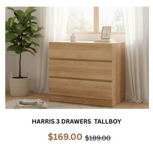 Harris 3 Drawers Tallboy at Treasurebox