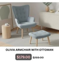 Olivia Armchair with Ottoman at Treasurebox