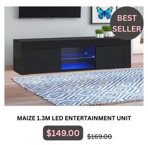 Maize 1.3m LED Entertainment Unit at Treasurebox