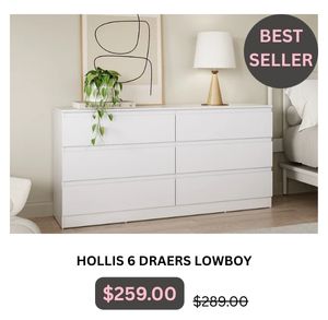 Hollis 6 Drawers Low Boy at Treasurebox