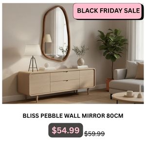 Bliss Pebble Wall Mirror 80cm at Treasurebox
