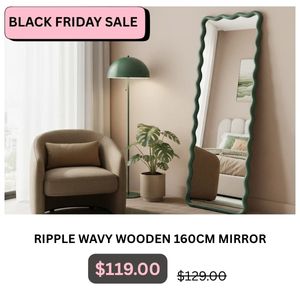 Ripple Wavy Wooden Full Length Mirror 160cm at Treasurebox