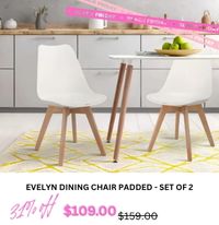 Evelyn Dining Chair Padded - Set of 2 at Treasurebox