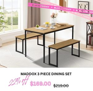 Maddox 3 Piece Dining Set at Treasurebox