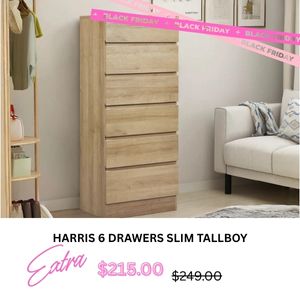 Harris 6 Drawers Slim Tallboy at Treasurebox