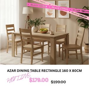 Azar Dining Table Rectangle 160 x 80cm at Treasurebox