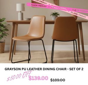 Grayson PU Leather Dining Chair - Set of 2 at Treasurebox