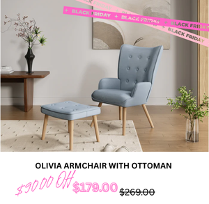 Olivia Armchair with Ottoman at Treasurebox