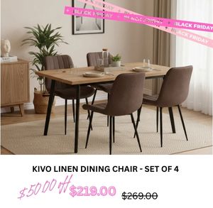 Kivo Linen Dining Chair - Set of 4 at Treasurebox