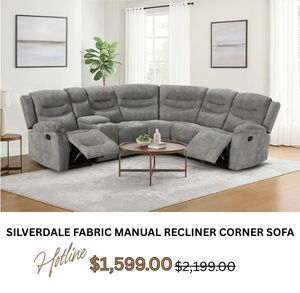 Silverdale Fabric Manual Recliner Corner Sofa at Treasurebox