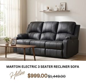Marton Electric 3 Seater Recliner Sofa at Treasurebox