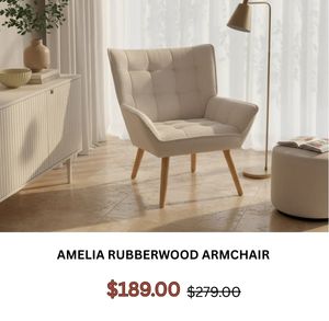 Amelia Rubberwood Armchair at Treasurebox
