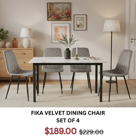 Fika Velvet Dining Chair - Set of 4 at Treasurebox